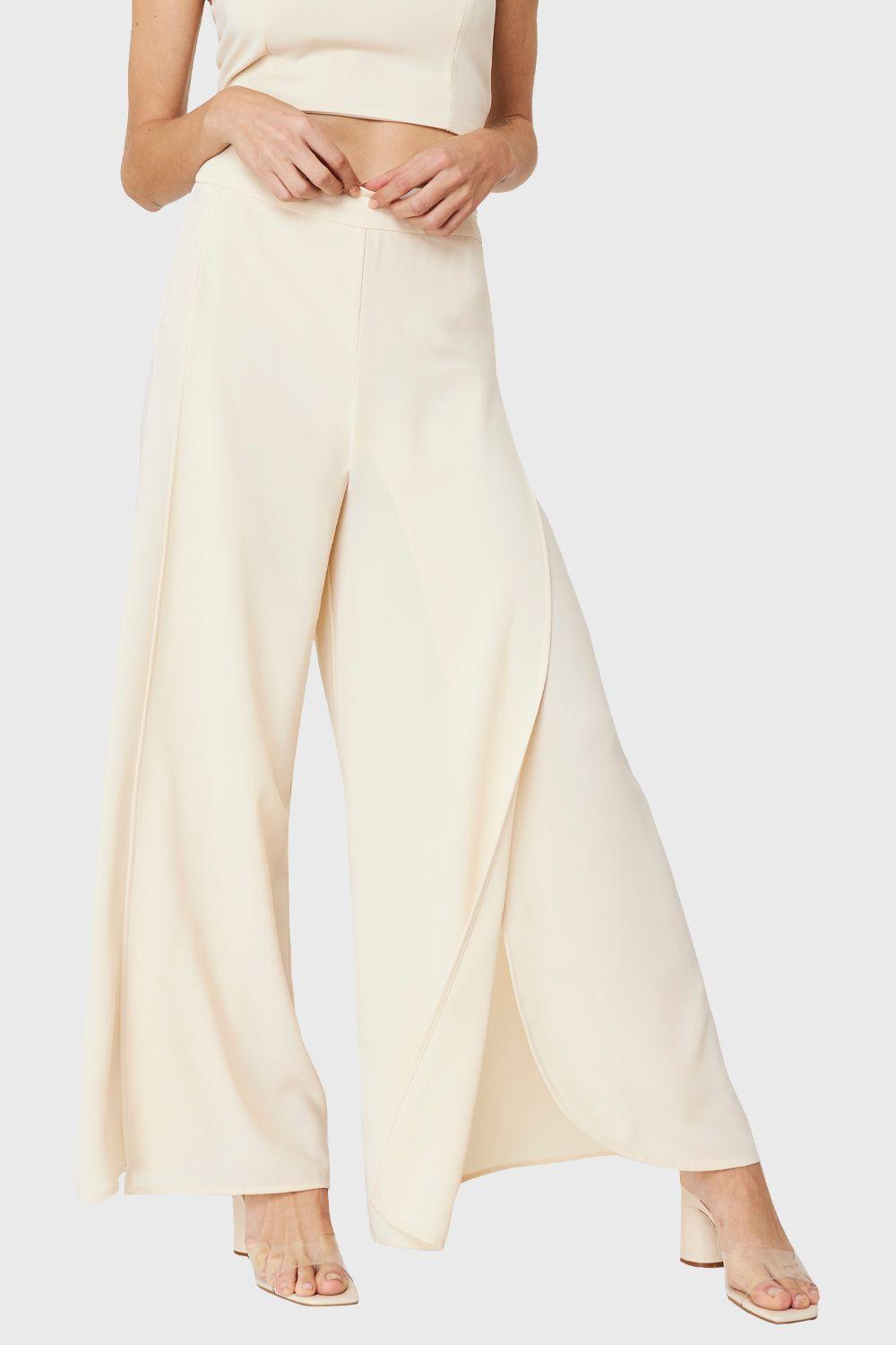 Pantalón Palazzo Crema Nicopoly-4