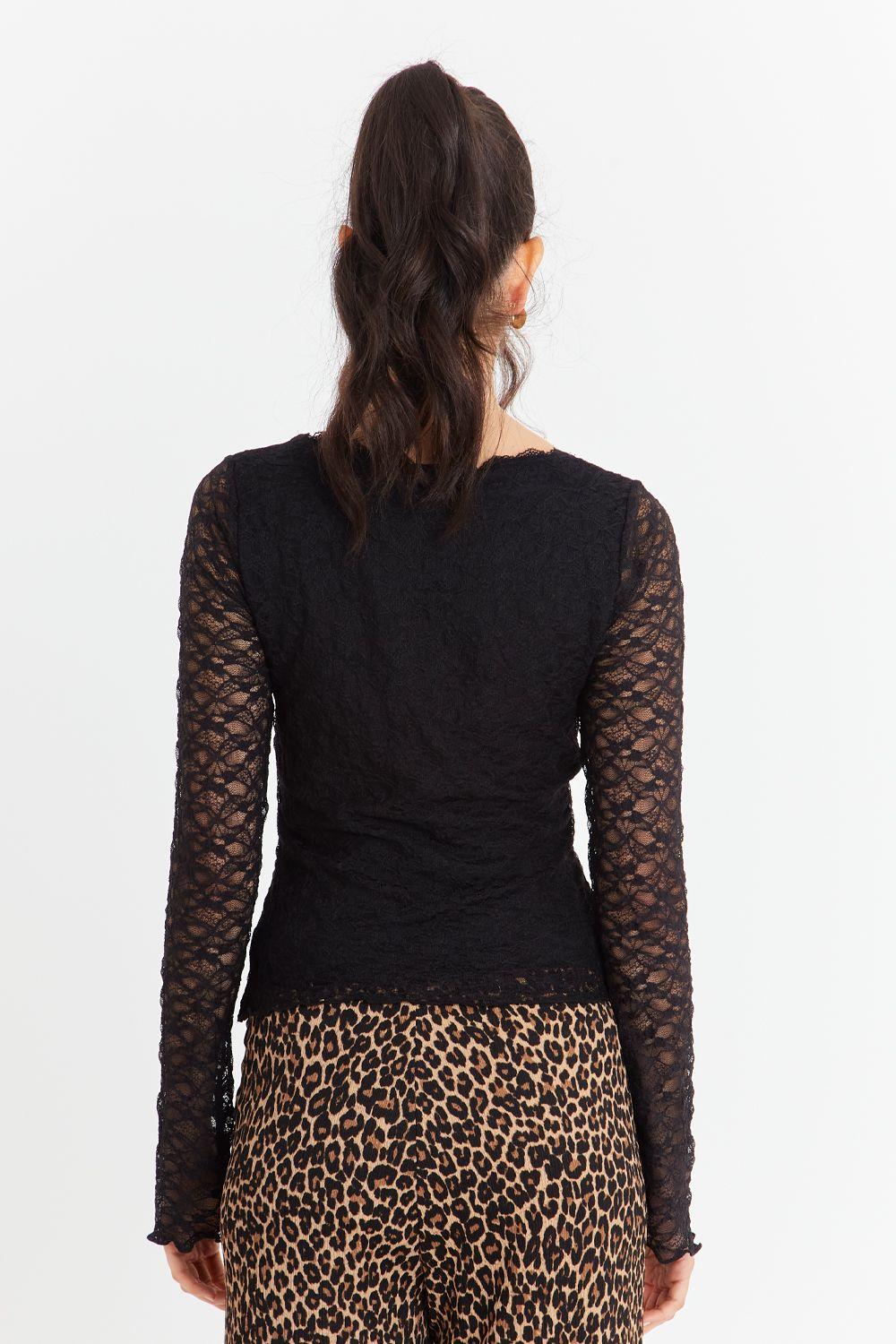 Polera Encaje Manga Larga Negro Nicopoly-3