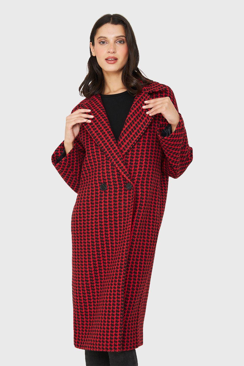 Abrigo Oversize Pied De Poule Rojo Nicopoly-0