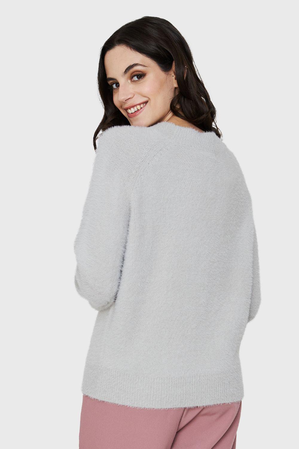 Sweater Peludito Manga Globo Gris Nicopoly-3