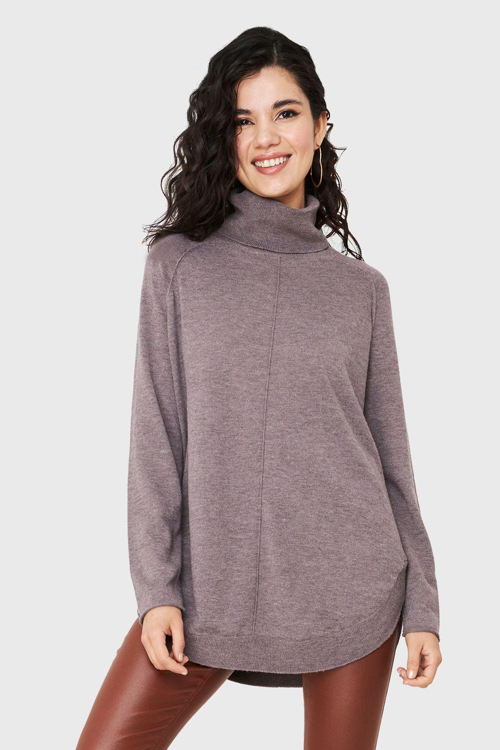 Tejido Cuello Tortuga Holgado Taupe Nicopoly-0