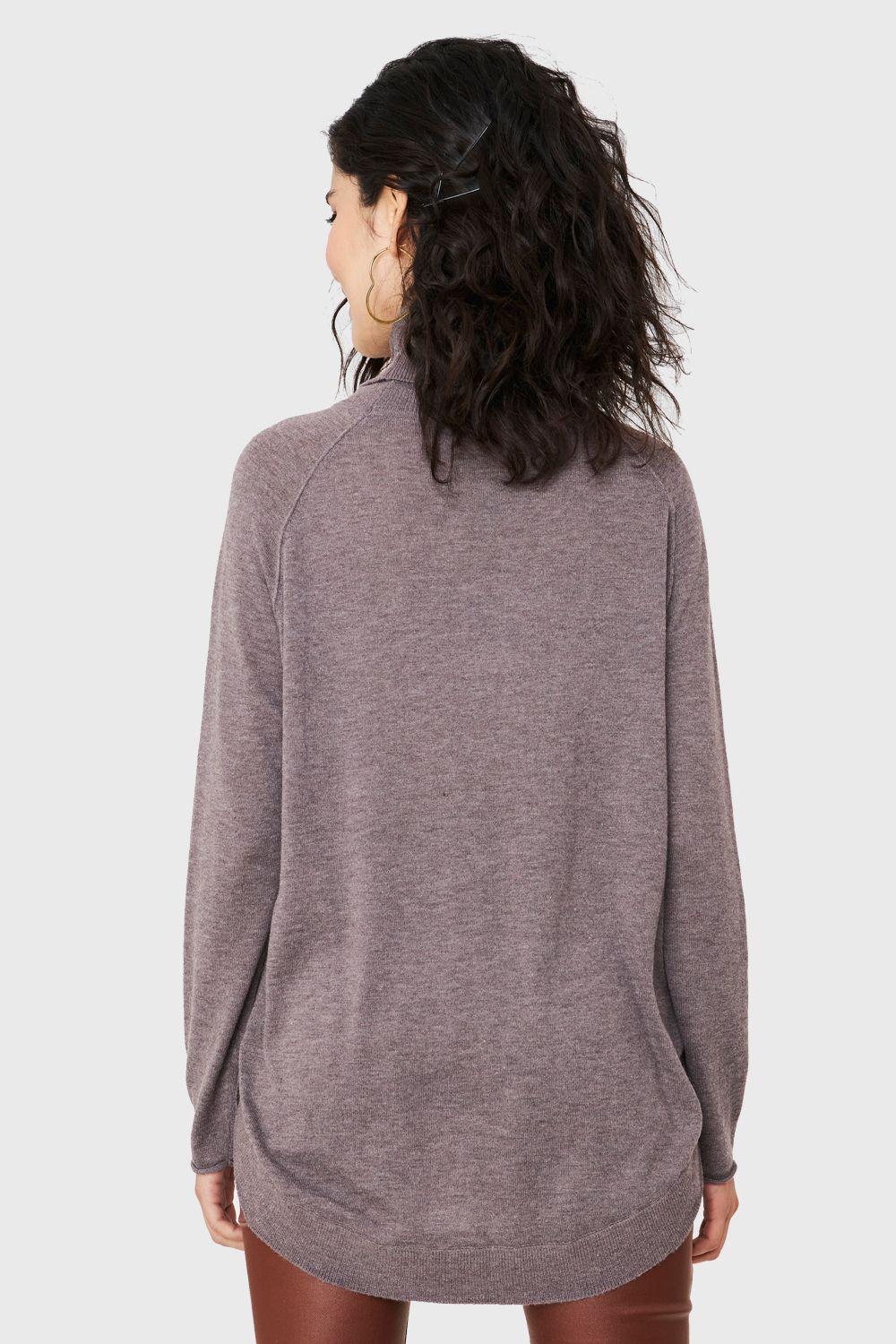 Tejido Cuello Tortuga Holgado Taupe Nicopoly-3