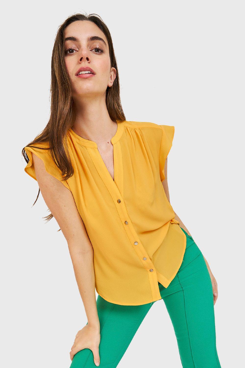 Blusa Vuelos Hombros Amarillo Nicopoly-0