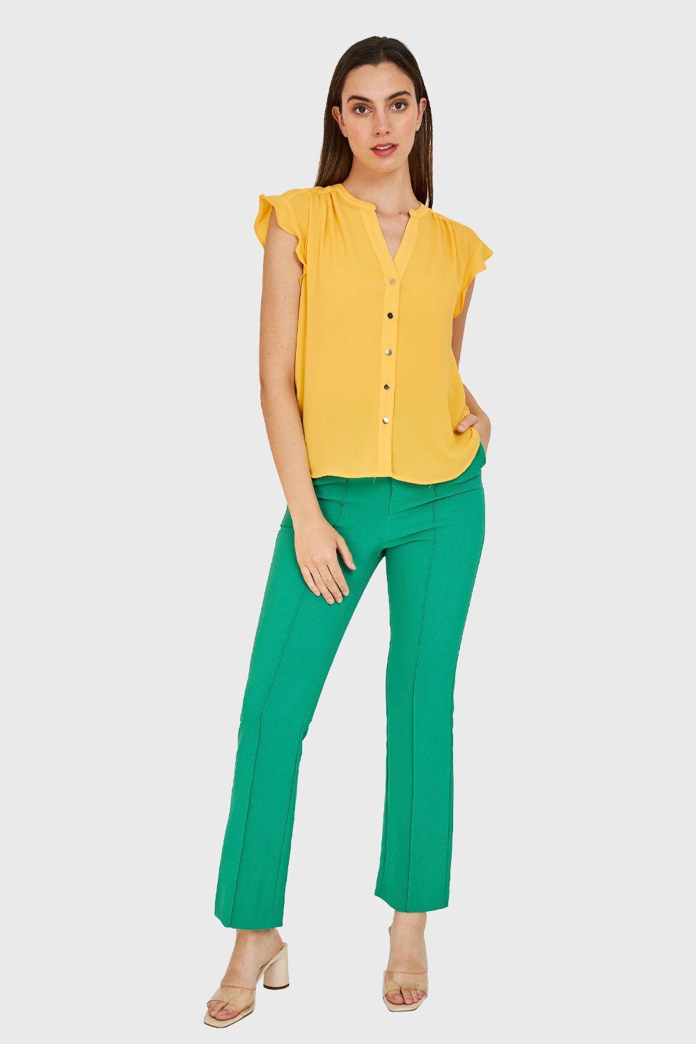 Blusa Vuelos Hombros Amarillo Nicopoly-1