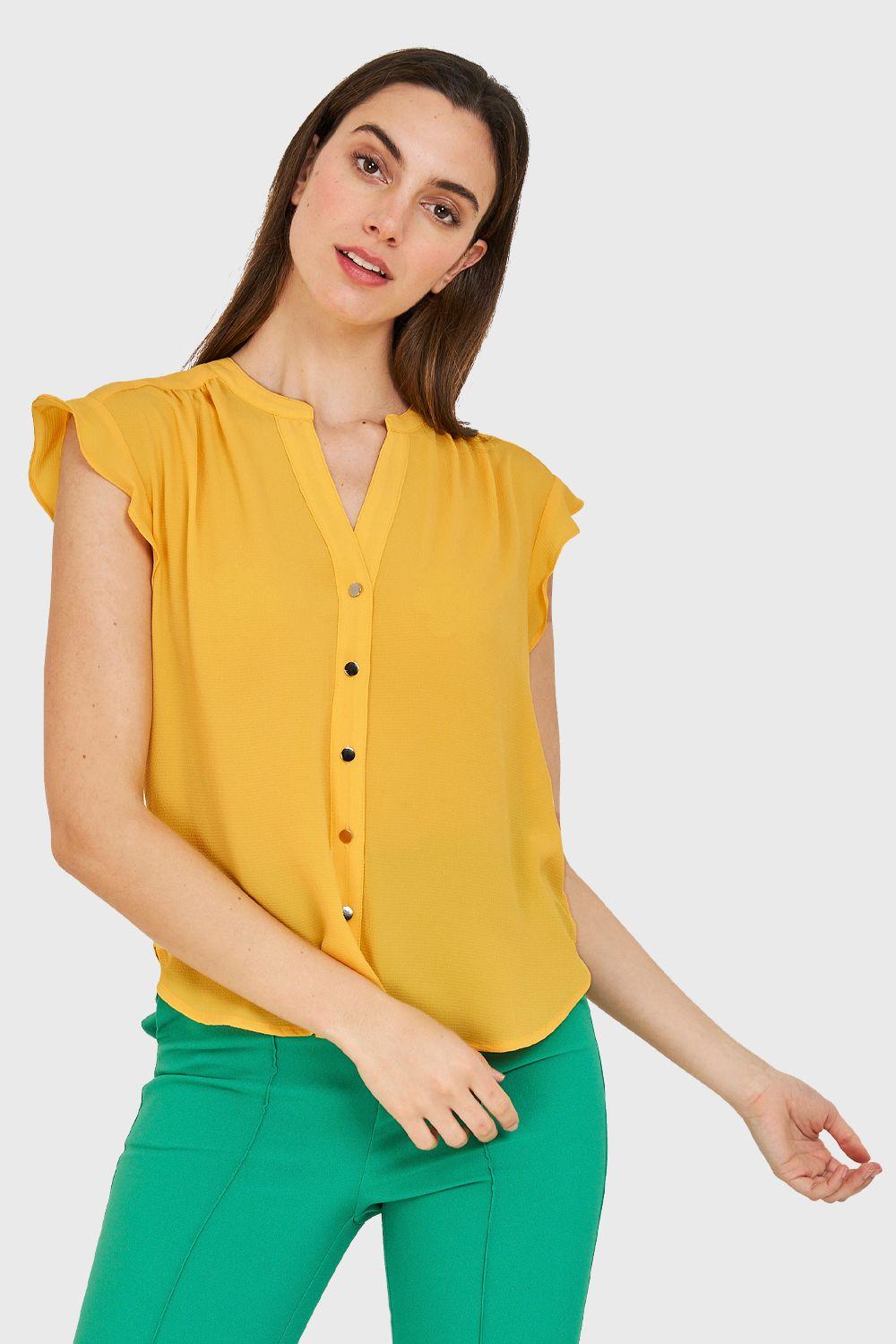 Blusa Vuelos Hombros Amarillo Nicopoly-4