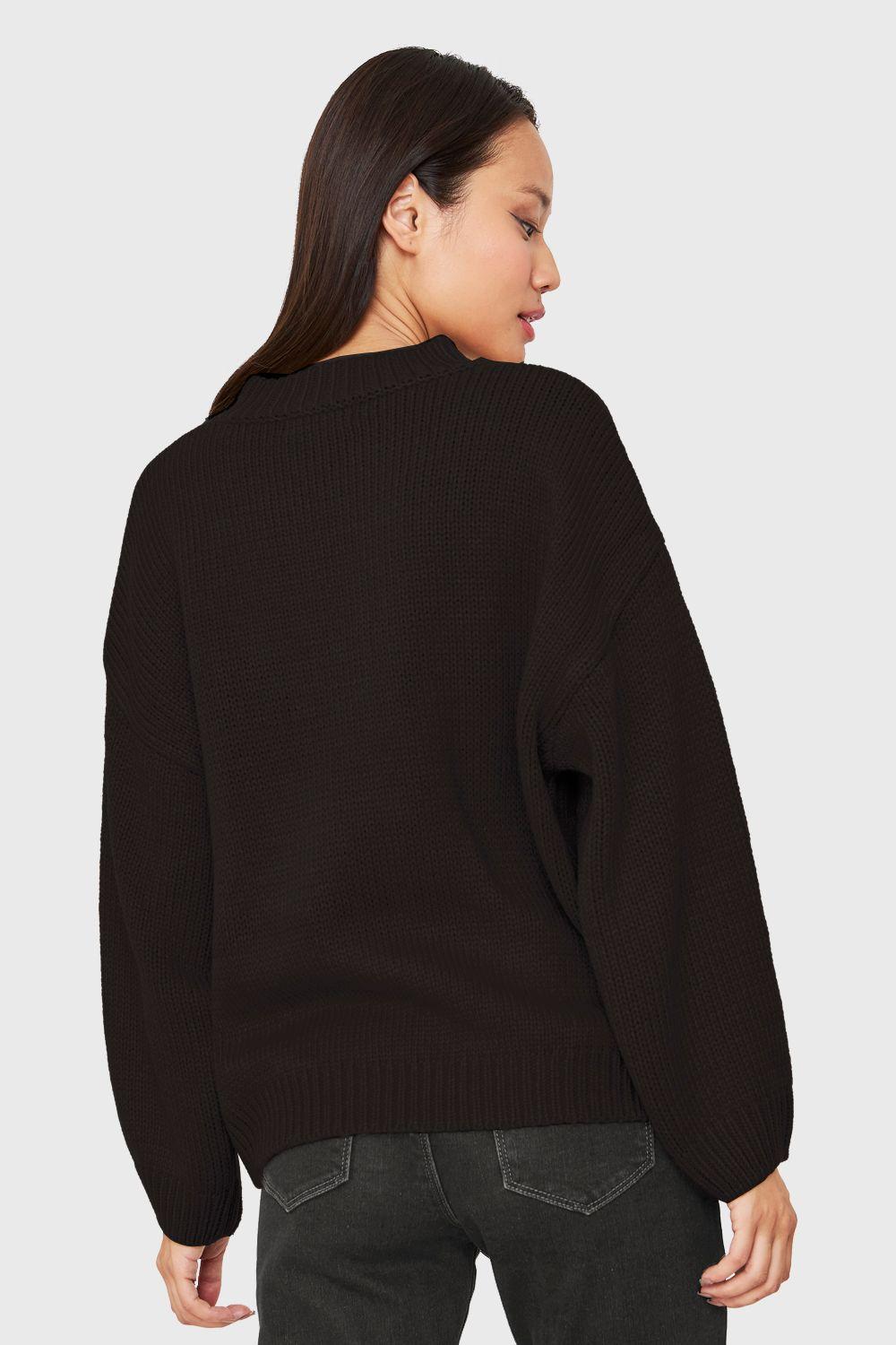 Sweater Básico Holgado Negro  Nicopoly-3