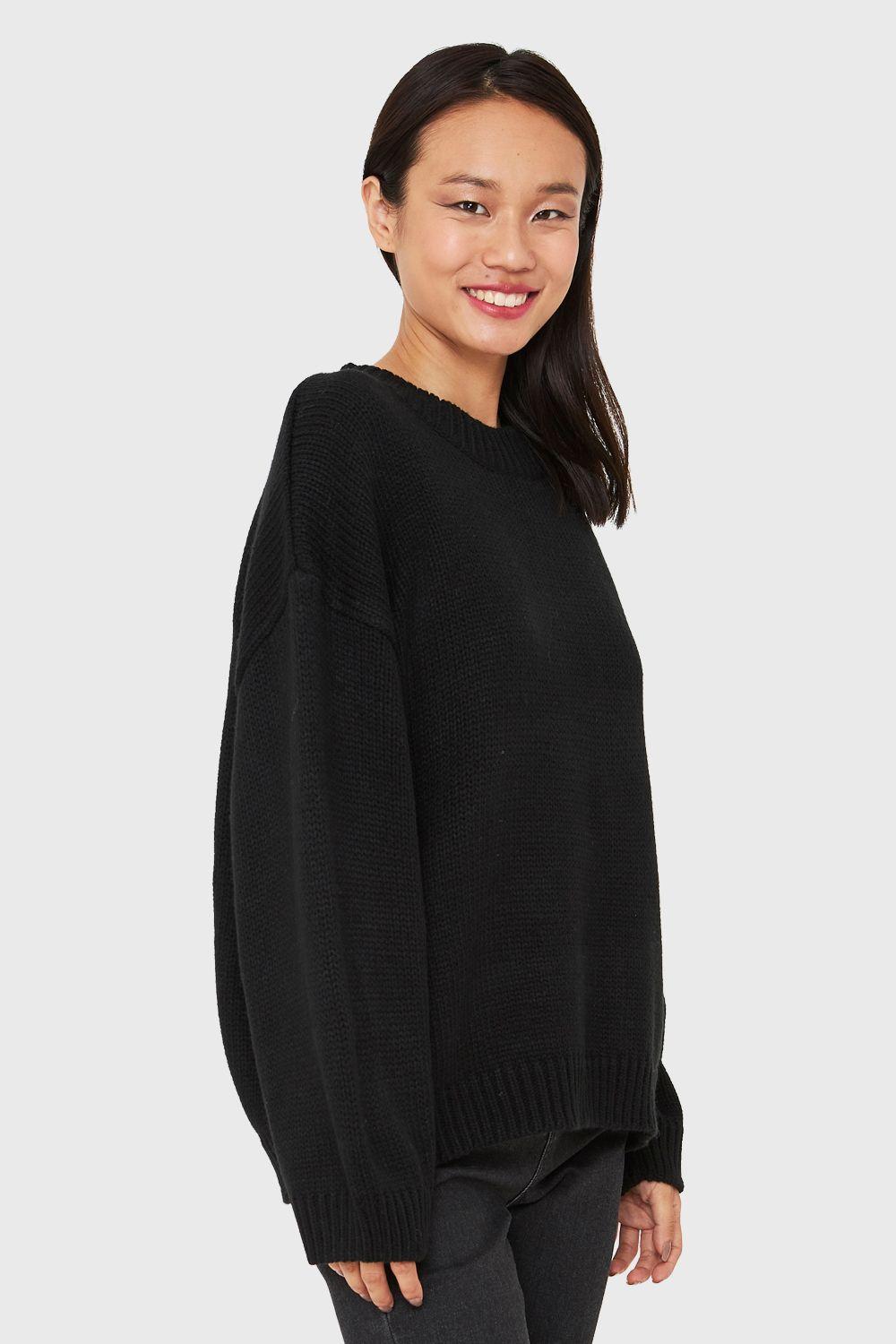 Sweater Básico Holgado Negro  Nicopoly-2
