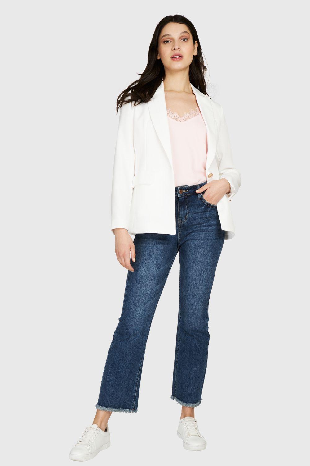 Blazer Botones Dorados Blanco Nicopoly-1
