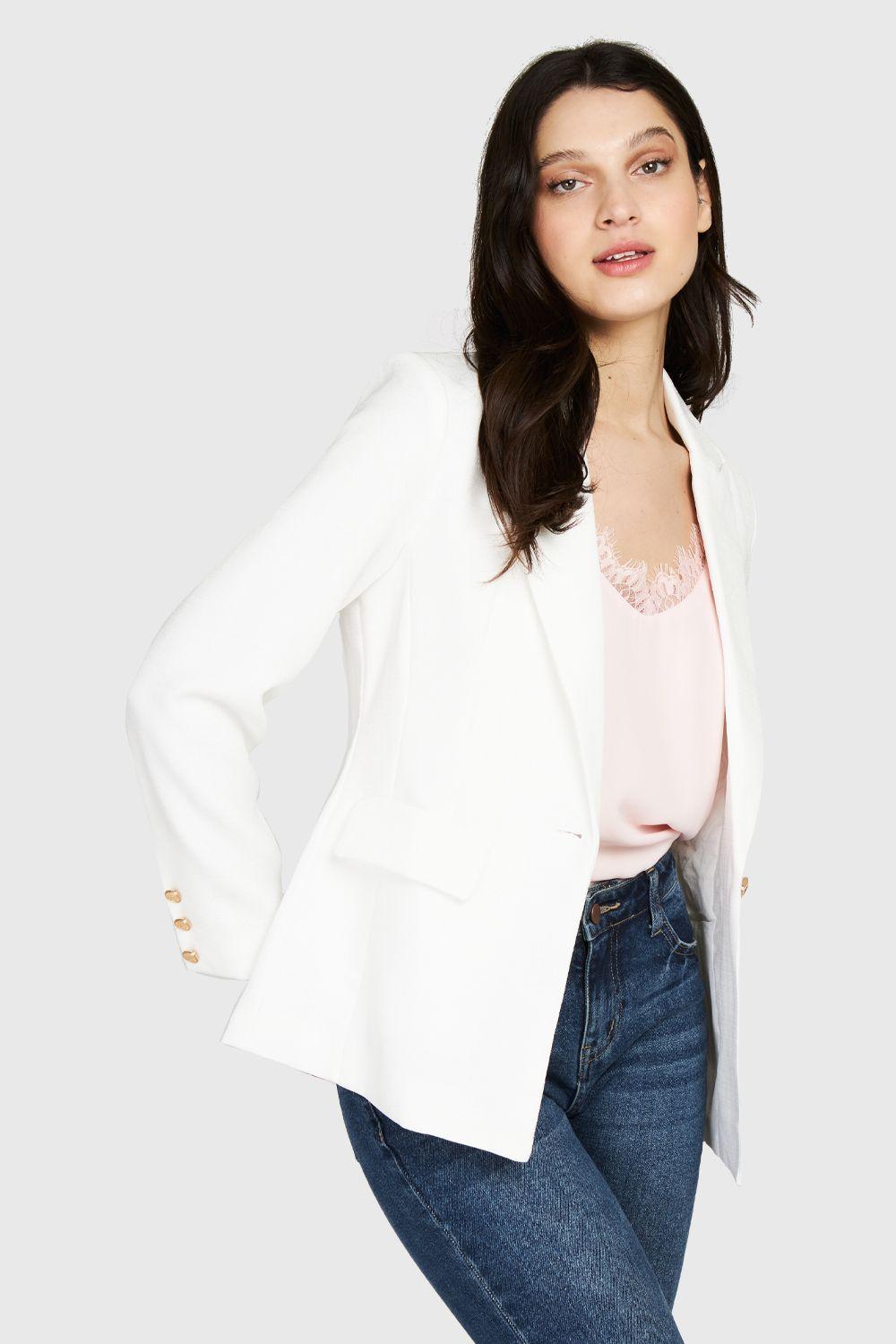 Blazer Botones Dorados Blanco Nicopoly-0