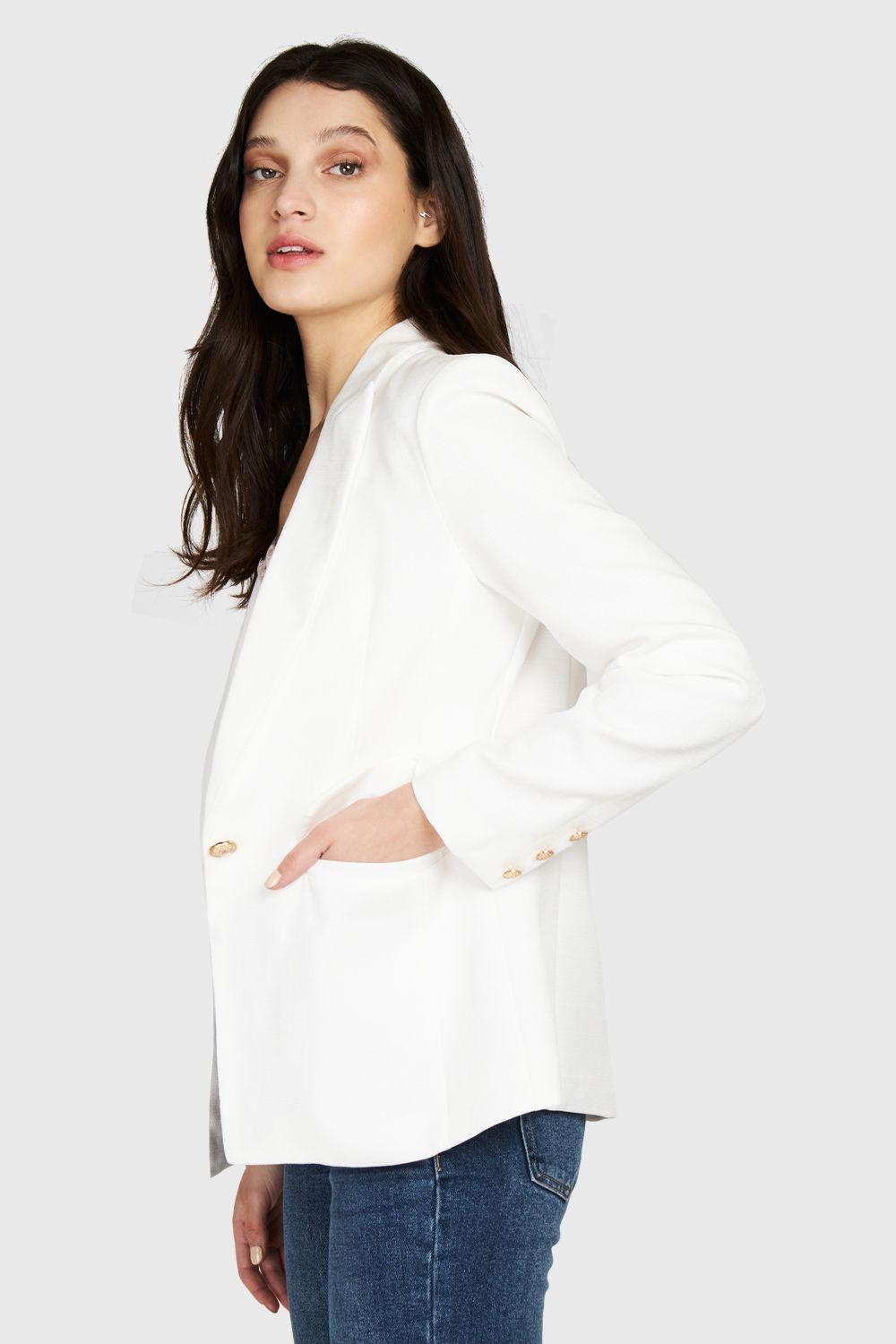 Blazer Botones Dorados Blanco Nicopoly-2