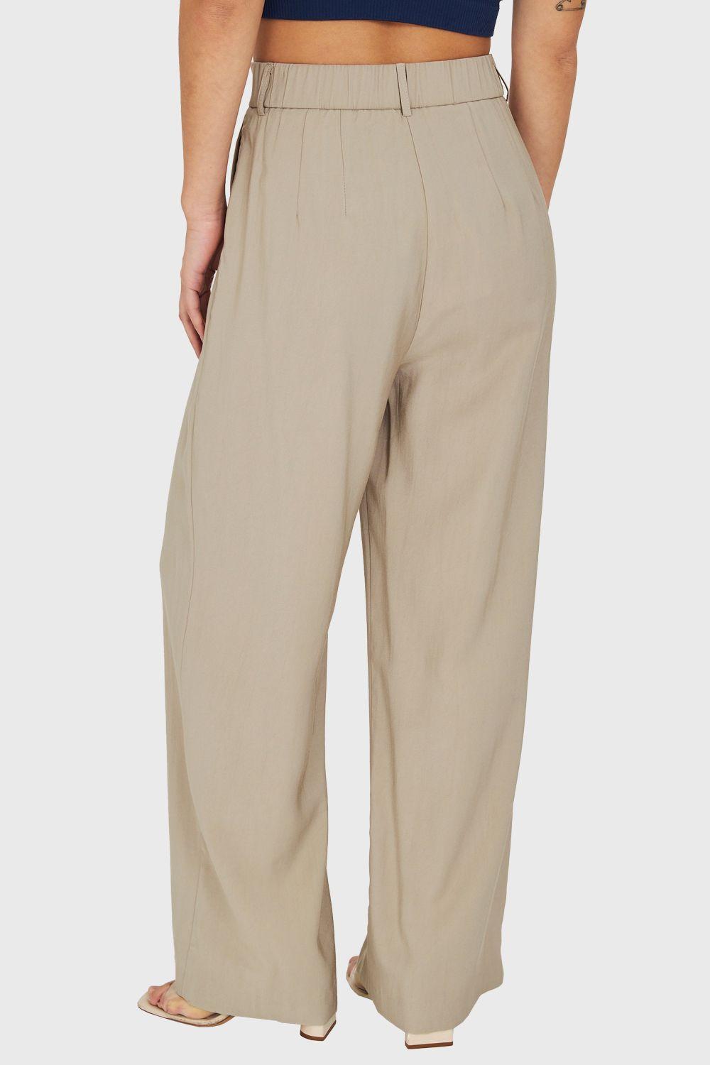Pantalón Pretina Ancha Beige Nicopoly-3