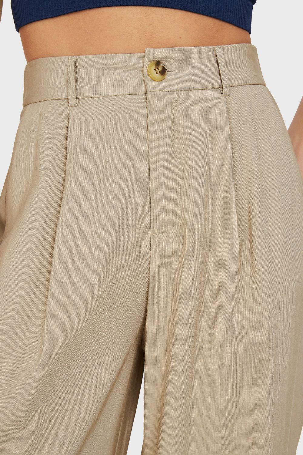 Pantalón Pretina Ancha Beige Nicopoly-5