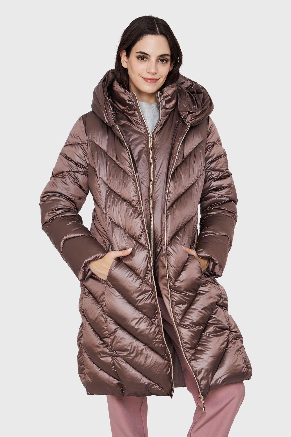 Parka Metalizada Doble Cierre Café Nicopoly-0