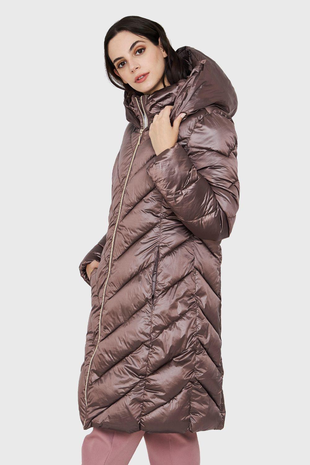 Parka Metalizada Doble Cierre Café Nicopoly-2