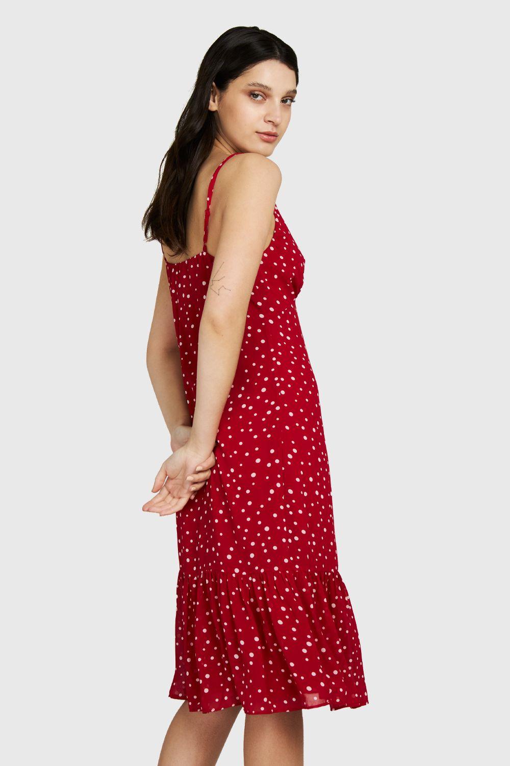 Vestido Midi Lunares Rojo Nicopoly-2