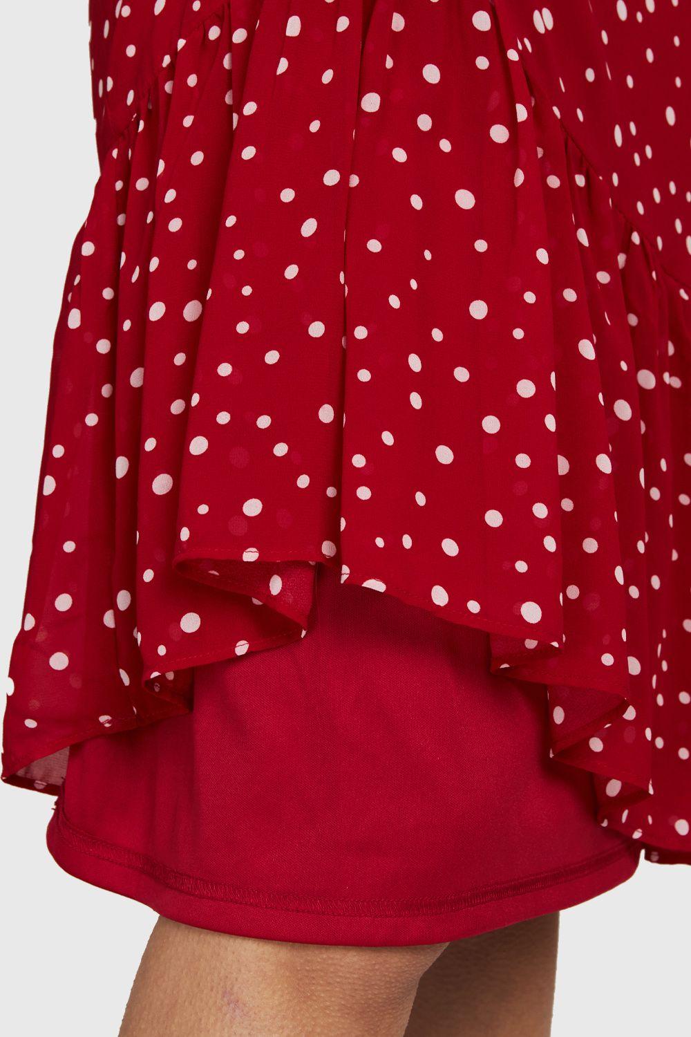 Vestido Midi Lunares Rojo Nicopoly-4