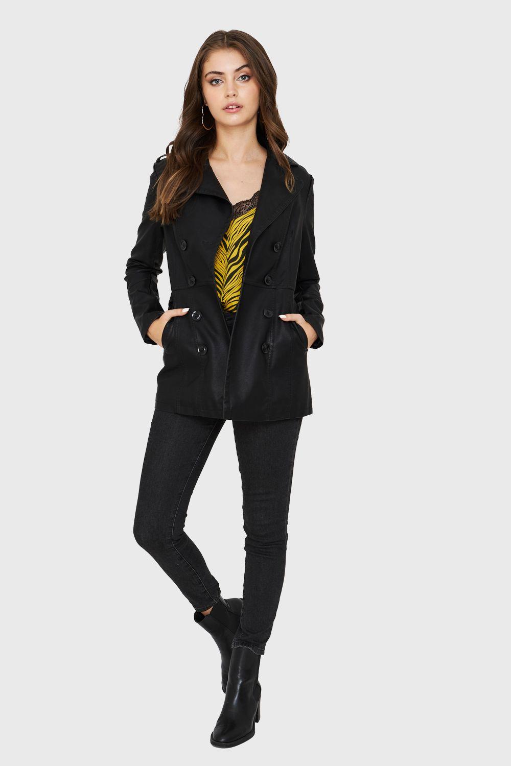 Chaqueta Marinero Ecocuero Negro Nicopoly-1