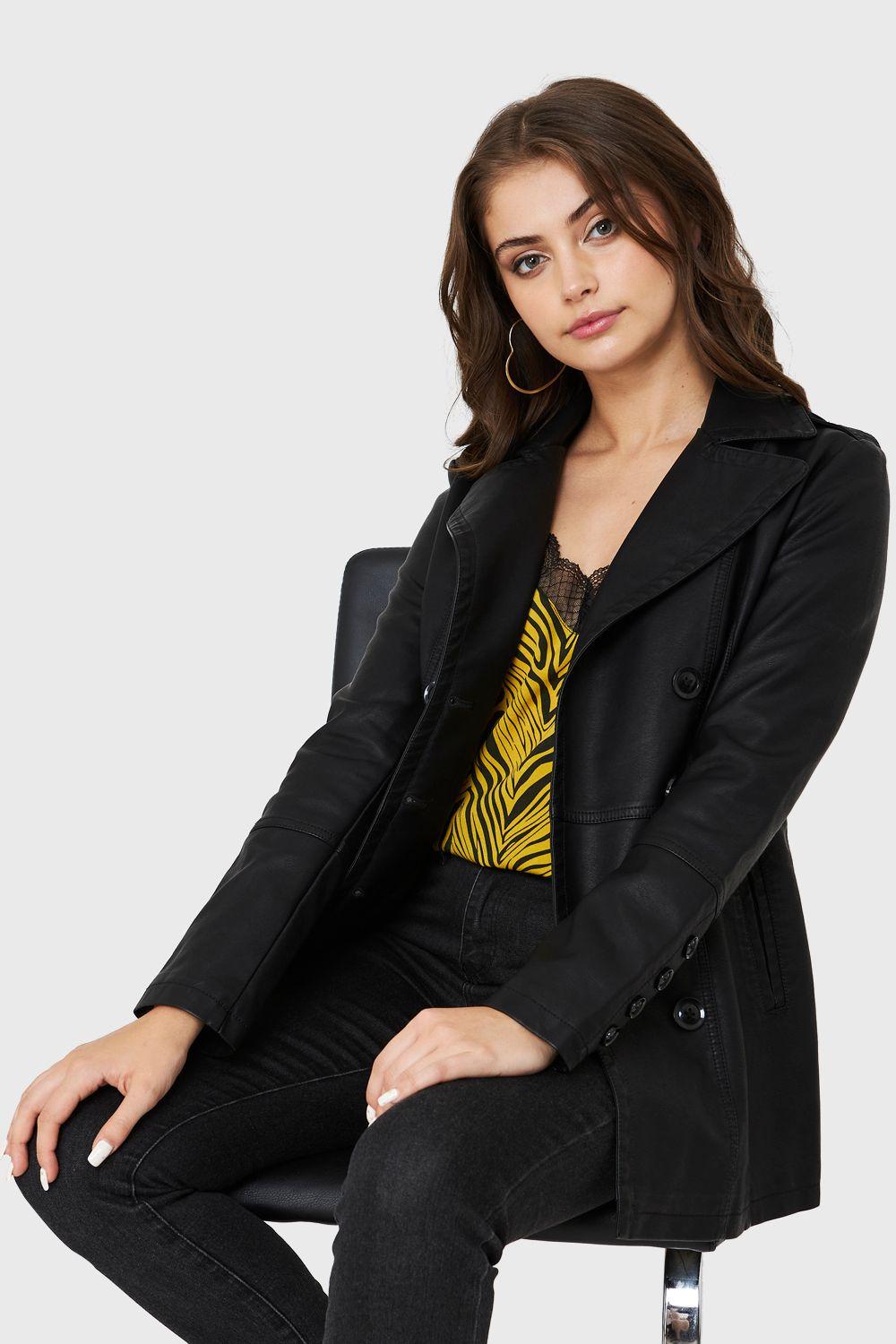 Chaqueta Marinero Ecocuero Negro Nicopoly-4