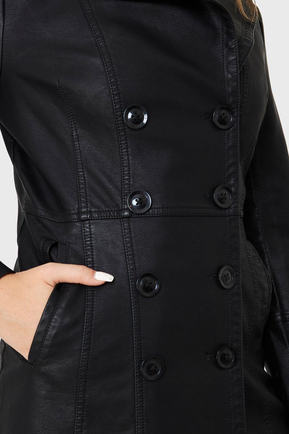 Chaqueta Marinero Ecocuero Negro Nicopoly-5