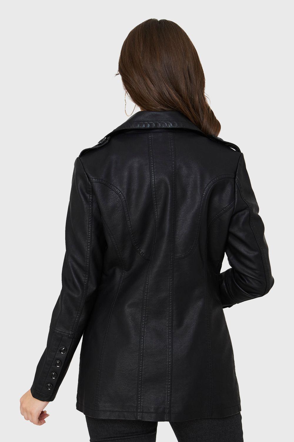 Chaqueta Marinero Ecocuero Negro Nicopoly-3