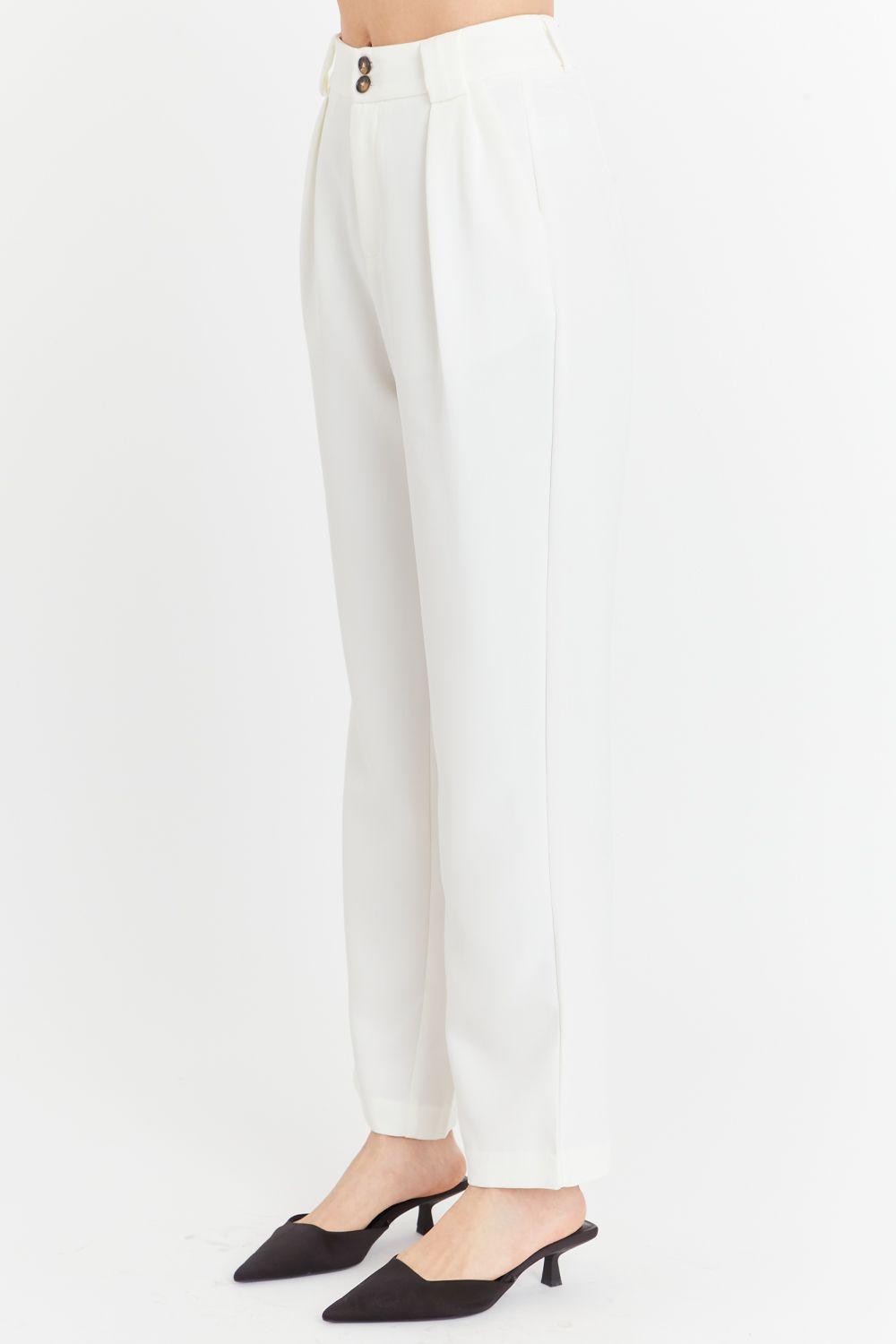 Pantalón Con Pinzas Recto Blanco Nicopoly-2