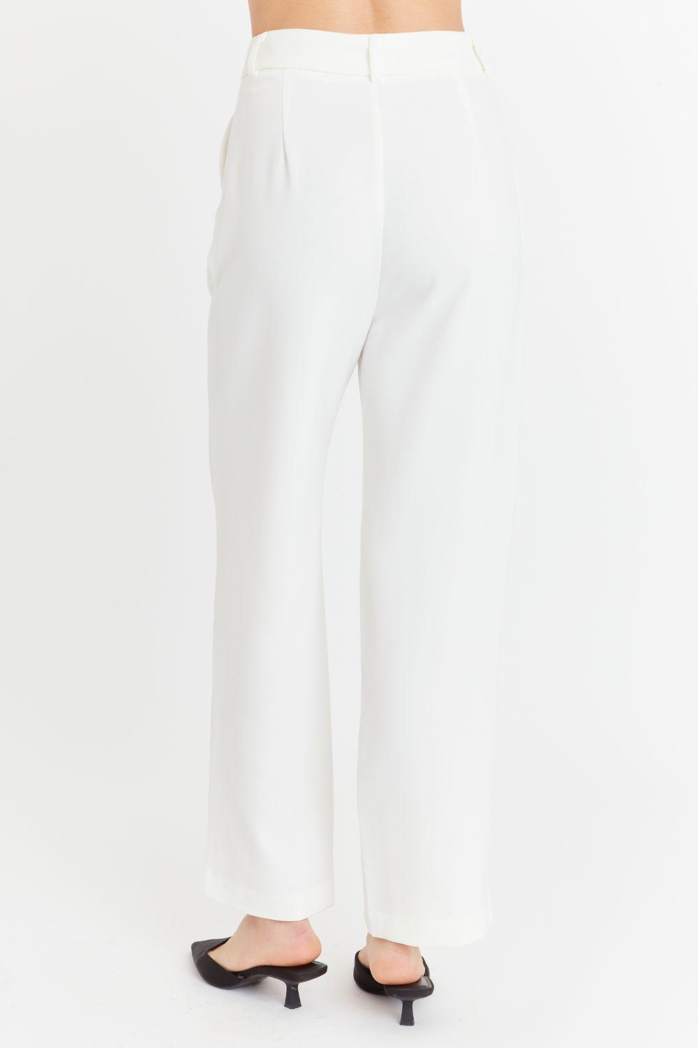 Pantalón Con Pinzas Recto Blanco Nicopoly-3