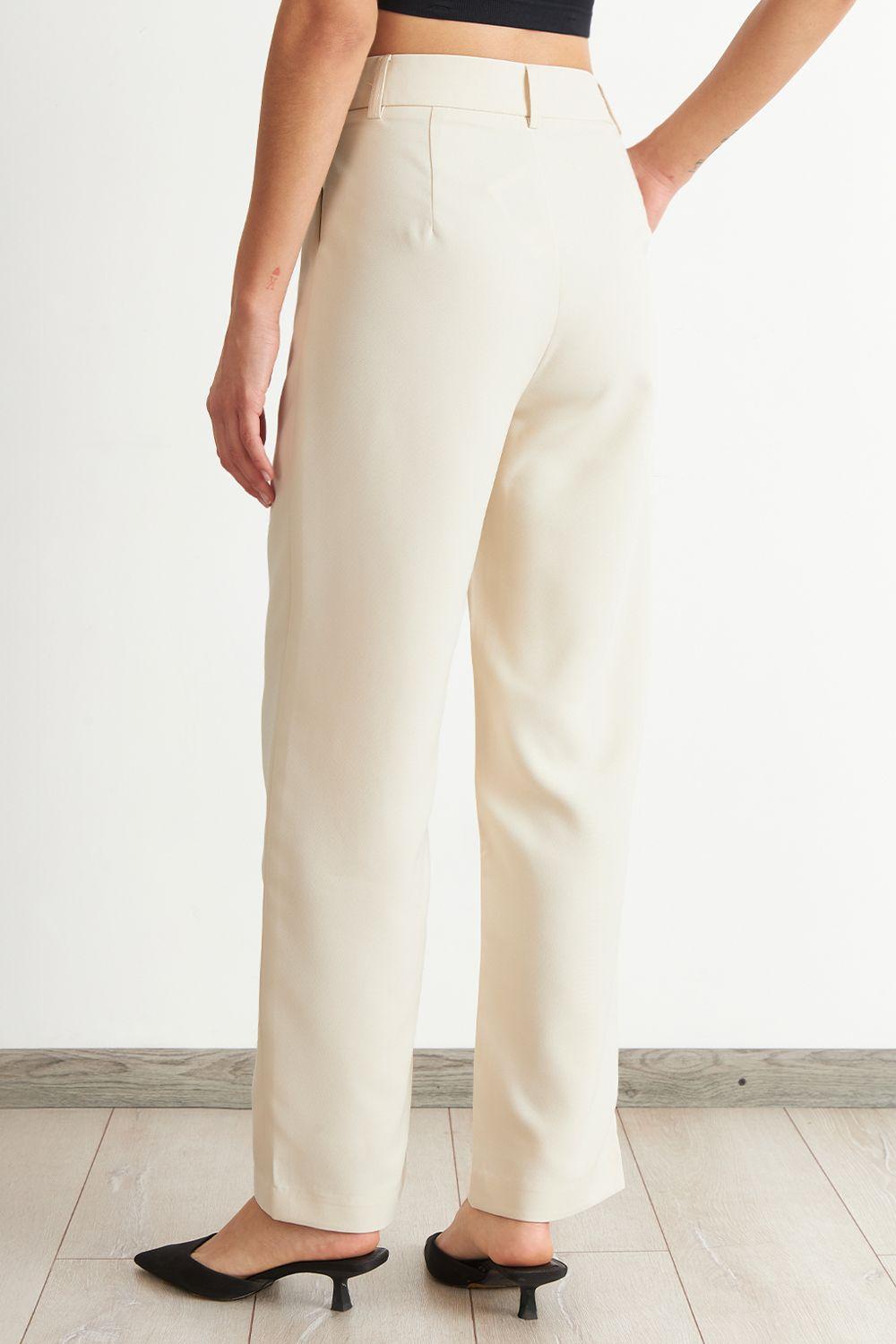 Pantalón Recto Con Pinza Blanco Nicopoly-3