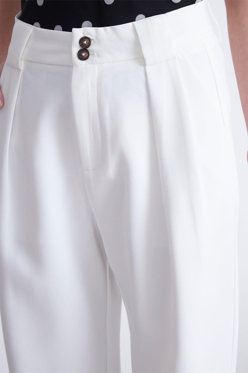 Pantalón Recto Con Pinza Blanco Nicopoly-6