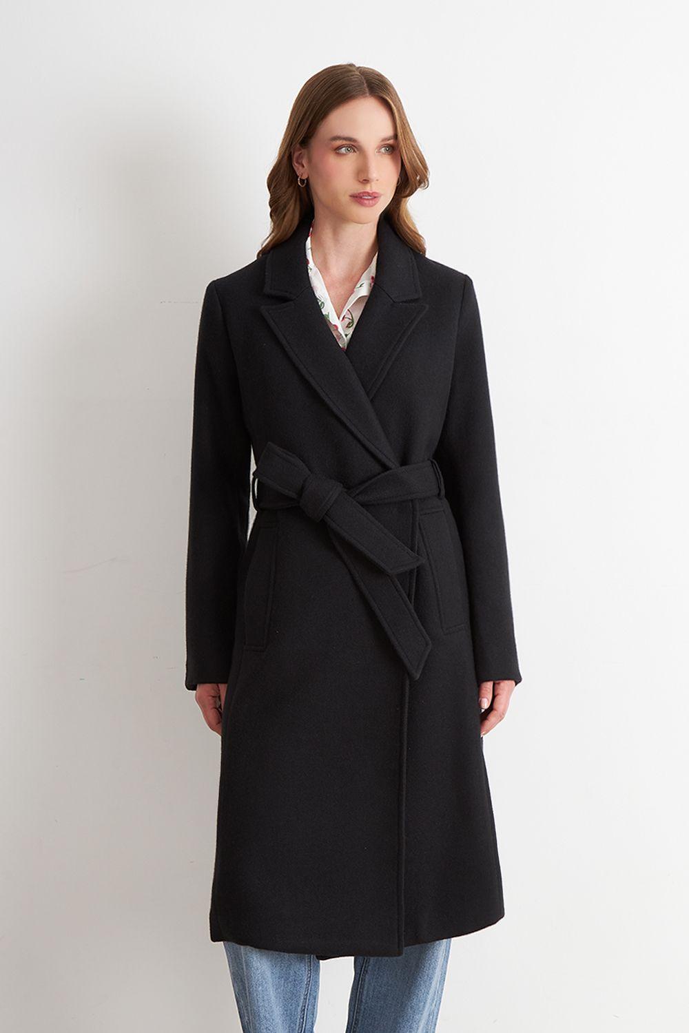 Abrigo Cinturón y Solapa Negro Nicopoly-4