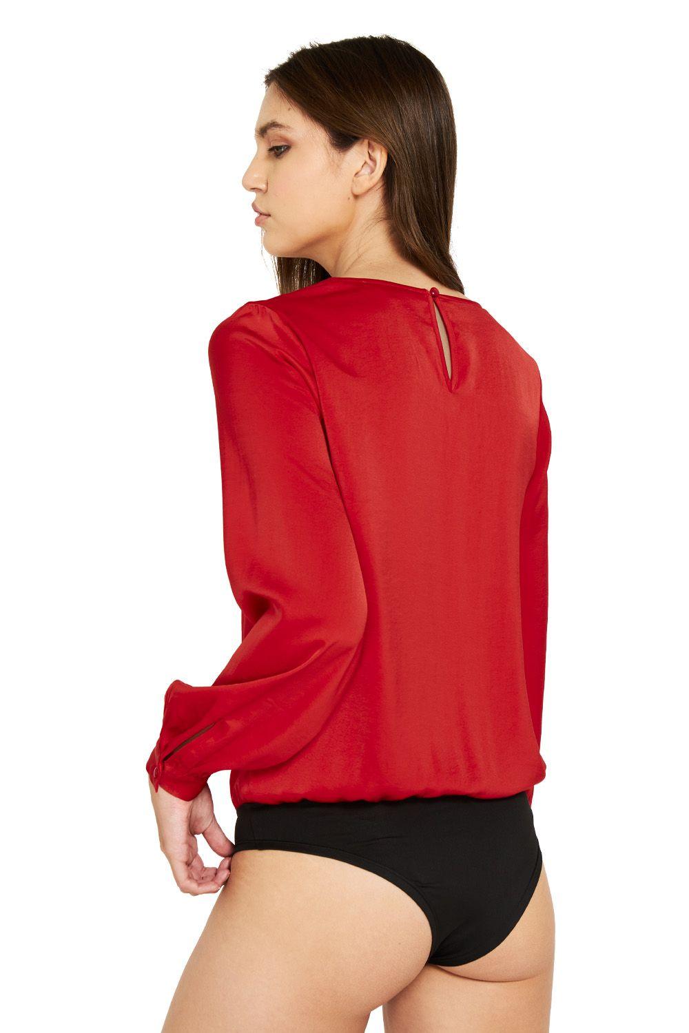 Body Escote V Encaje Rojo Nicopoly-4
