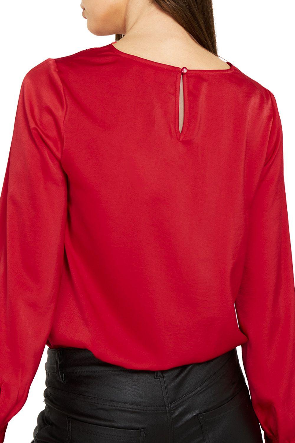 Body Escote V Encaje Rojo Nicopoly-3