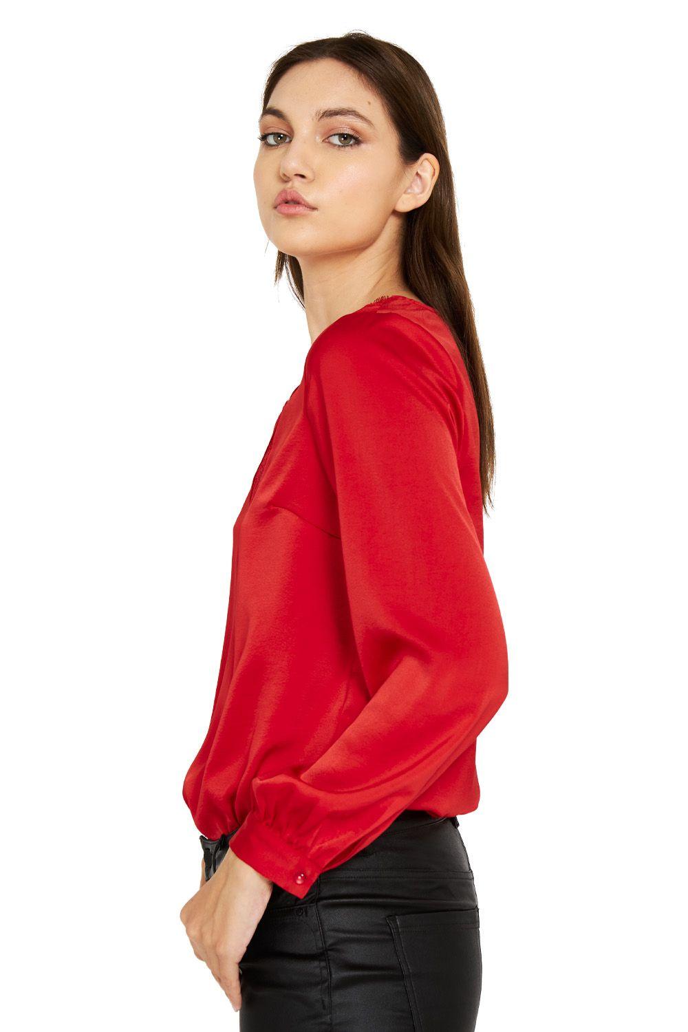 Body Escote V Encaje Rojo Nicopoly-2