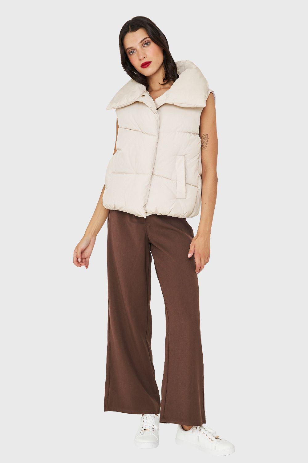 Parka Sin Mangas Imán Cuello Blanco Invierno Nicopoly-1