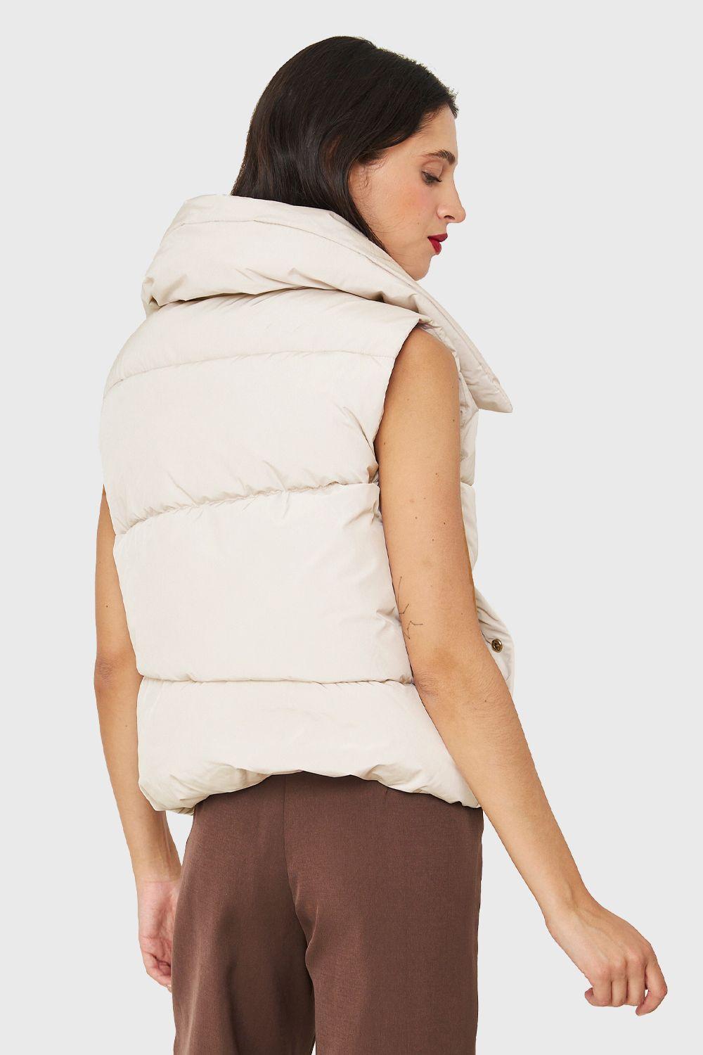 Parka Sin Mangas Imán Cuello Blanco Invierno Nicopoly-3