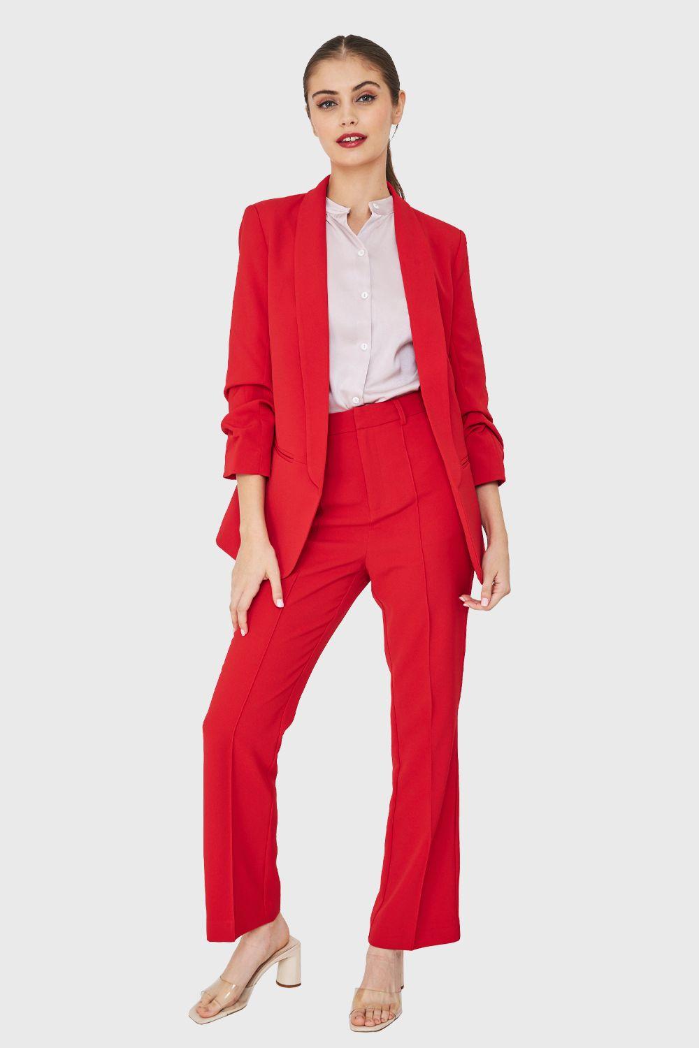 Blazer Mangas Drapeadas 3/4 Rojo Nicopoly-1