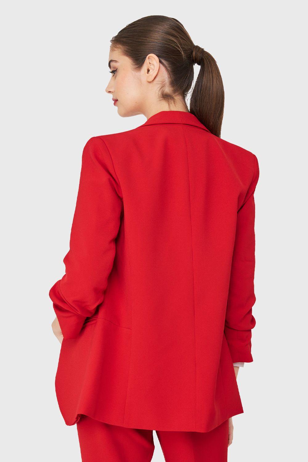 Blazer Mangas Drapeadas 3/4 Rojo Nicopoly-3