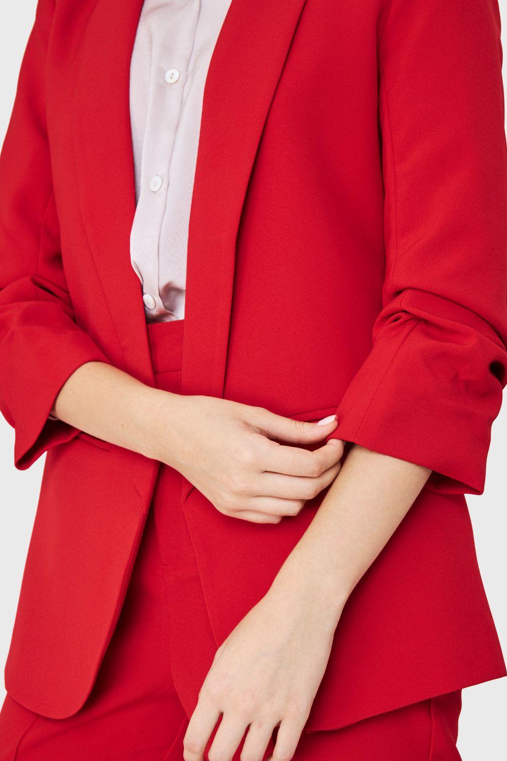 Blazer Mangas Drapeadas 3/4 Rojo Nicopoly-5