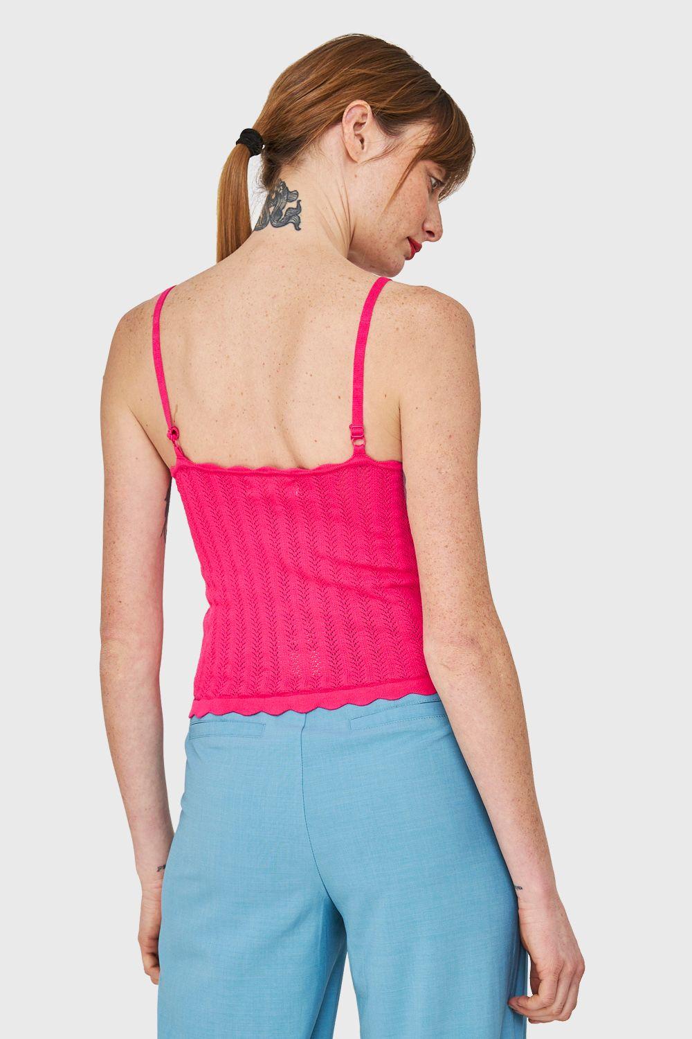 Polera Tipo Tejida Con Cinta Fucsia Nicopoly-3