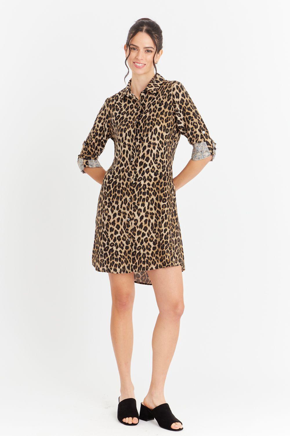 Vestido Tipo Camisero Animal Print Nicopoly-1