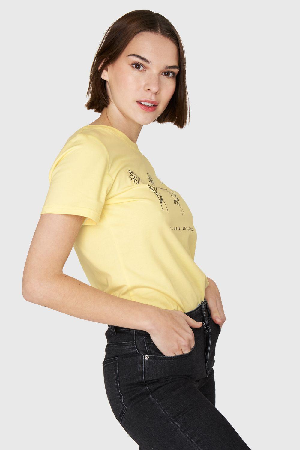 Polera Estampado Flores Campo Amarillo Nicopoly-2
