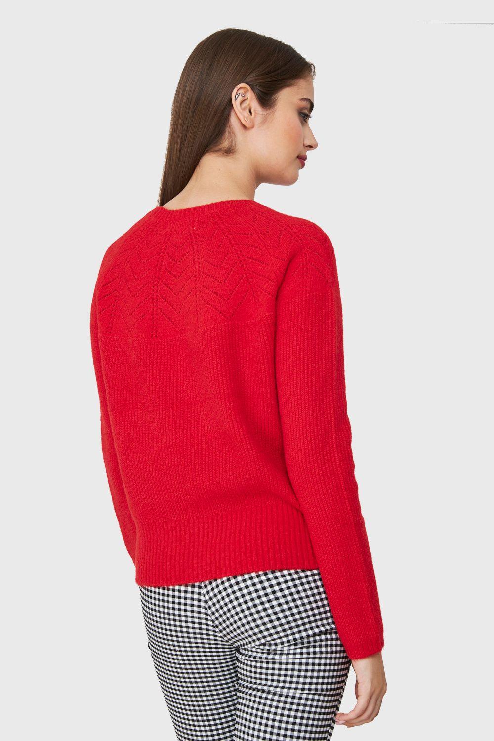 Sweater Detalle Punto Calado Rojo Nicopoly-3