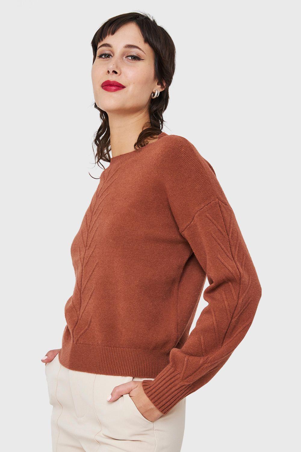 Sweater Detalles Espigas Café Nicopoly-2