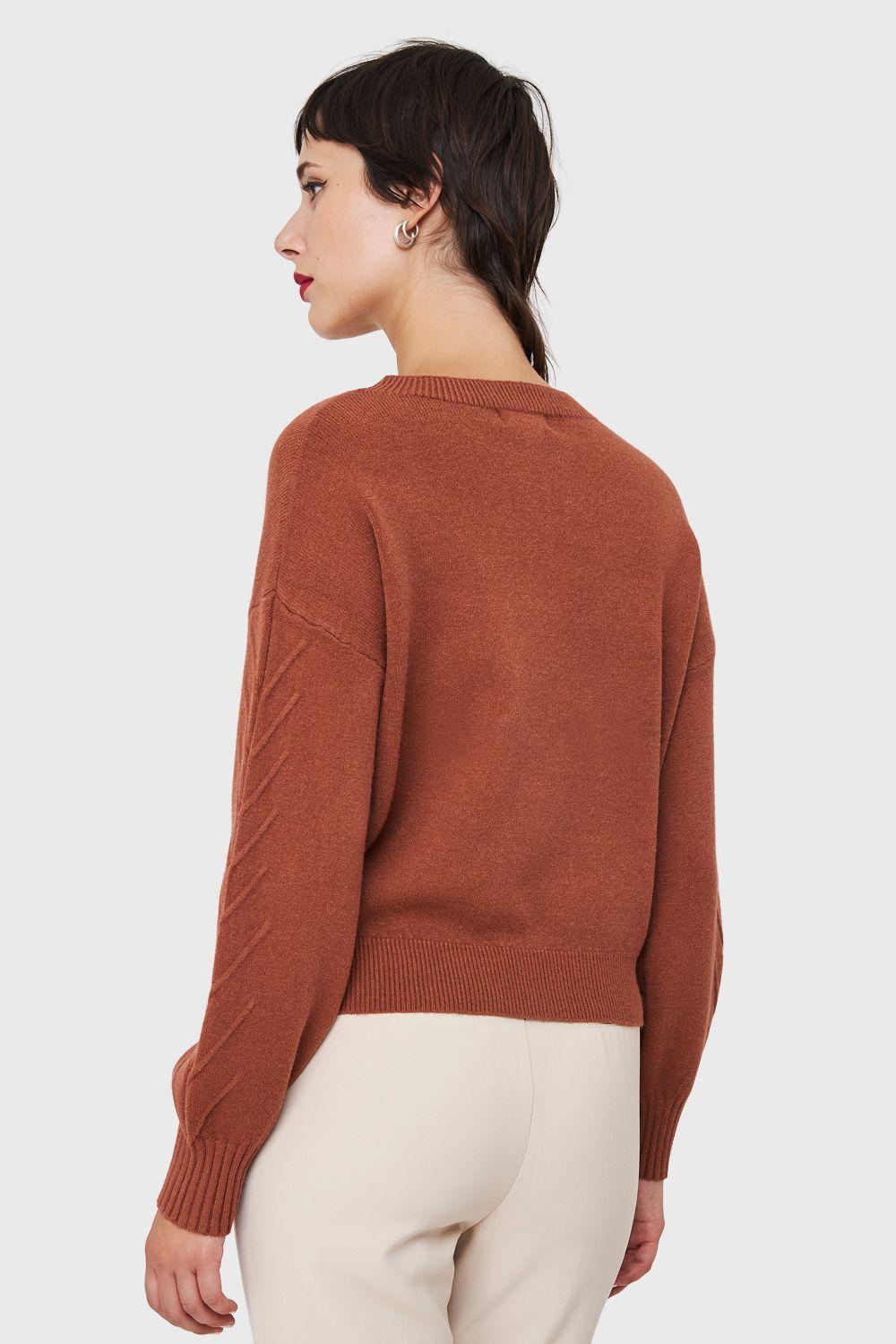 Sweater Detalles Espigas Café Nicopoly-3