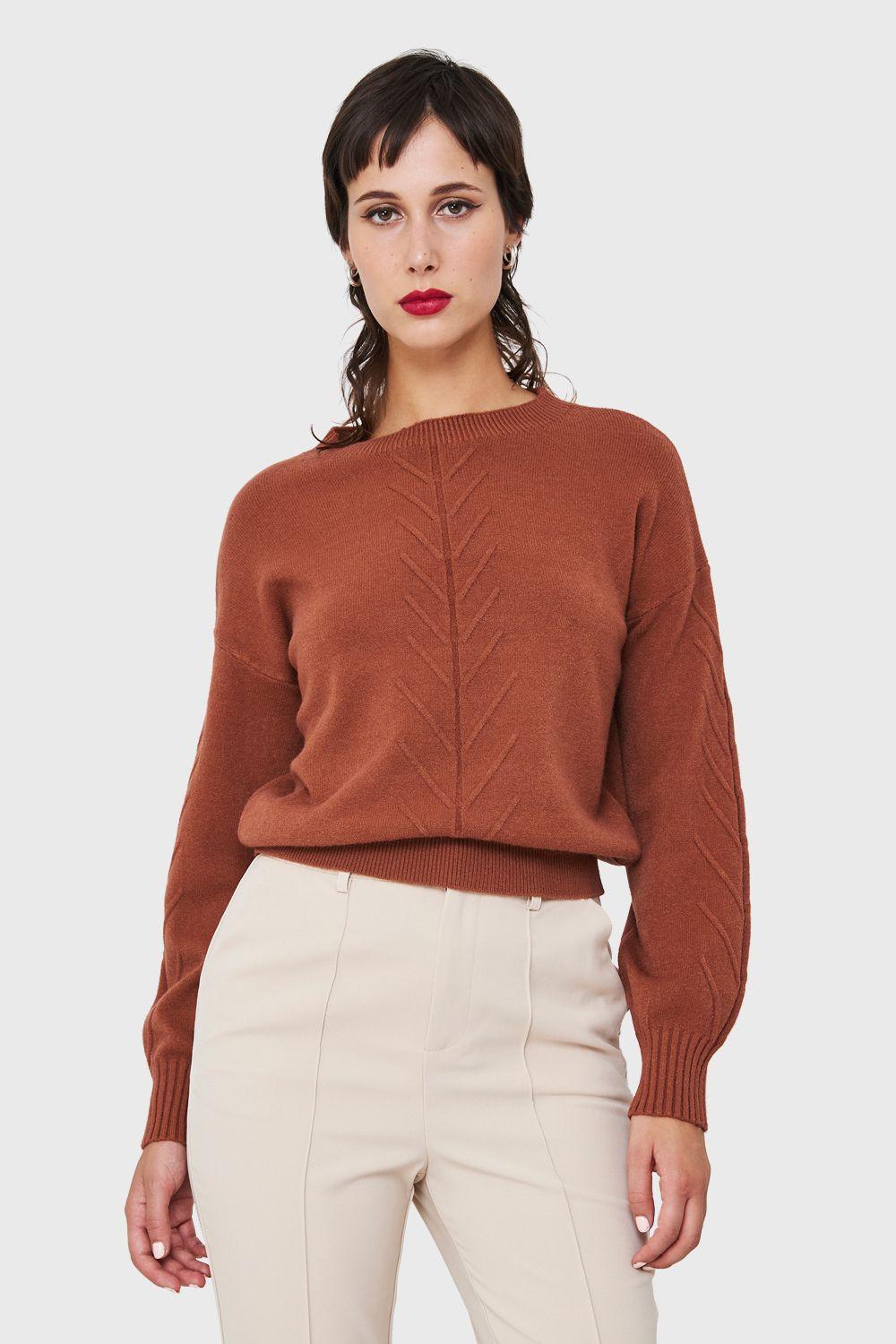 Sweater Detalles Espigas Café Nicopoly-4