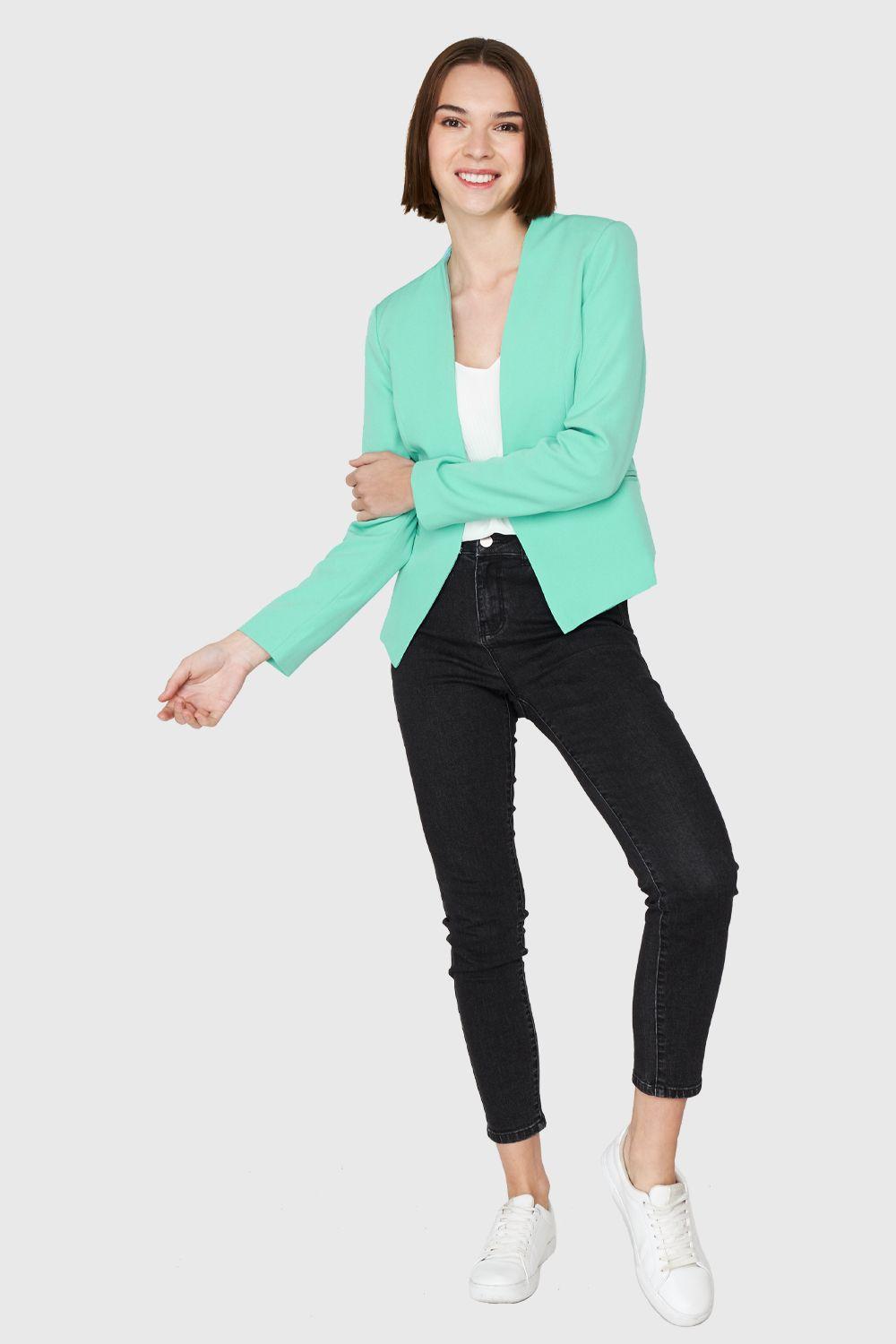 Blazer Entallado Clásico Turquesa Nicopoly-1