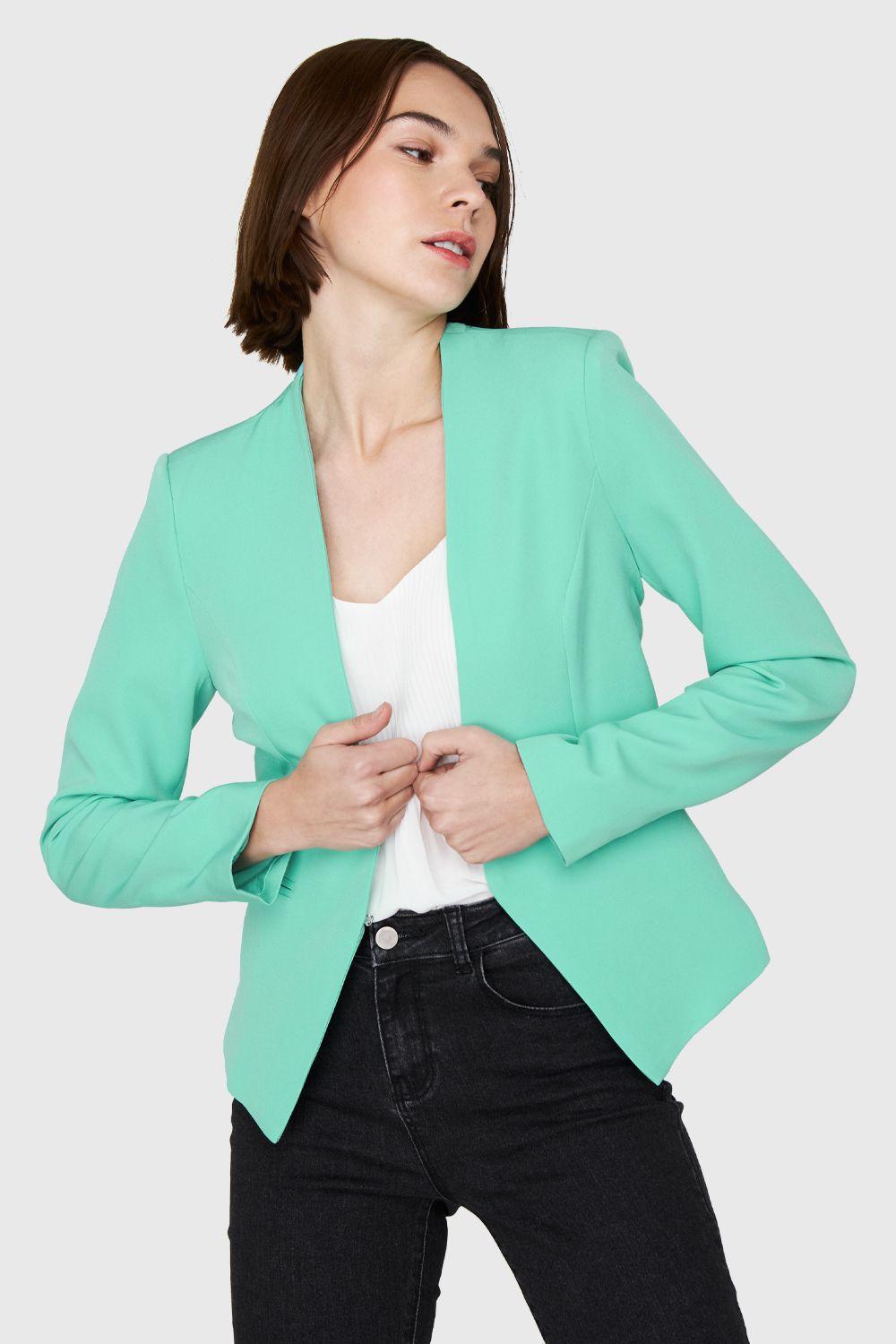 Blazer Entallado Clásico Turquesa Nicopoly-0