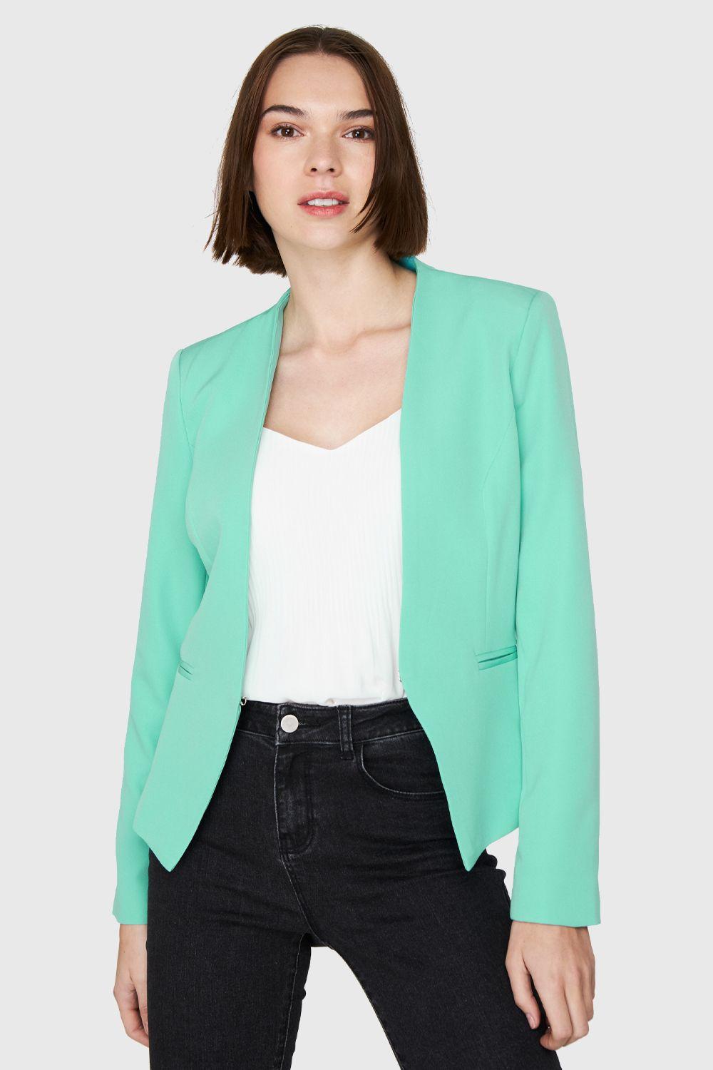 Blazer Entallado Clásico Turquesa Nicopoly-4