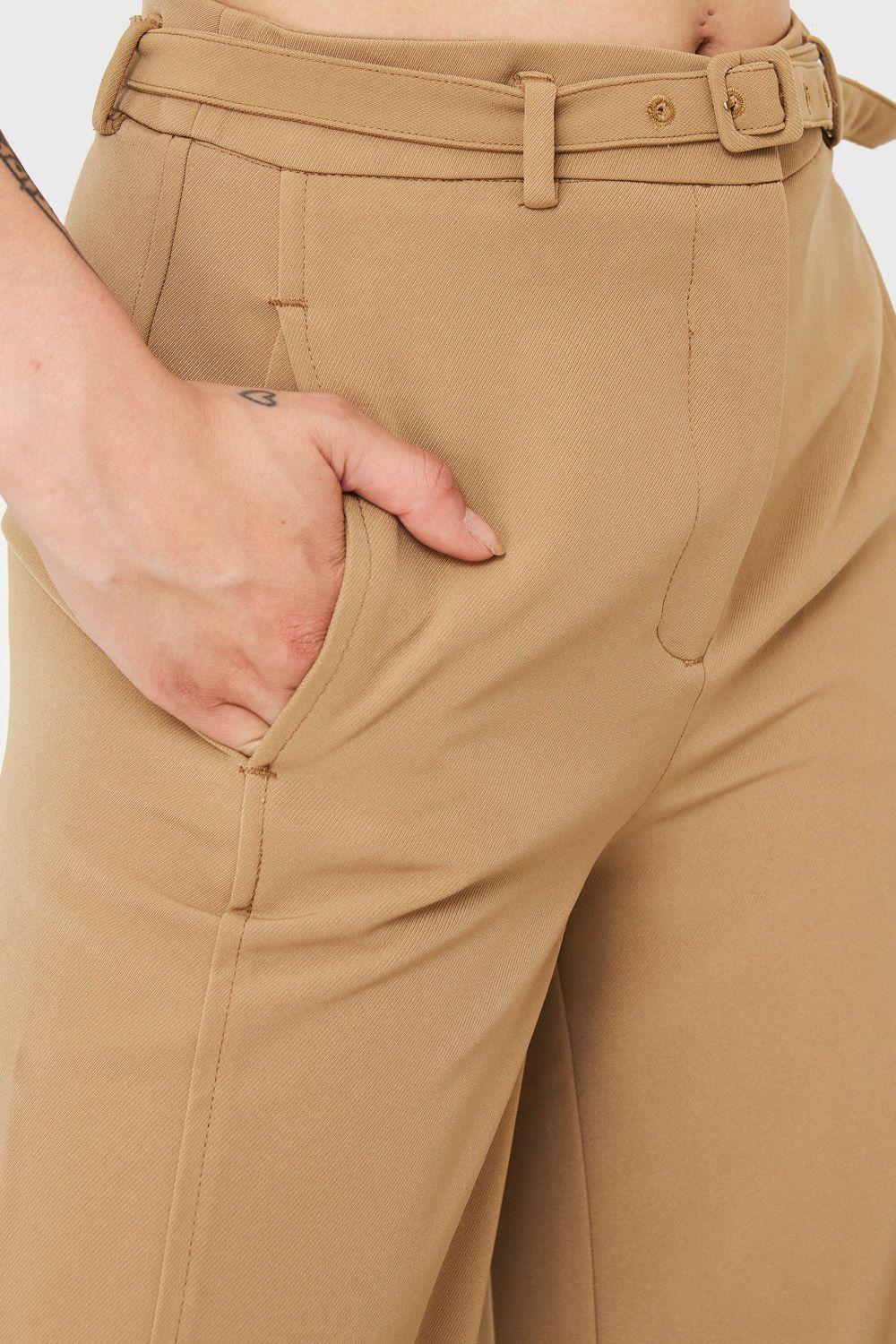 Pantalón Cinturón Cropped Khaki Nicopoly-4