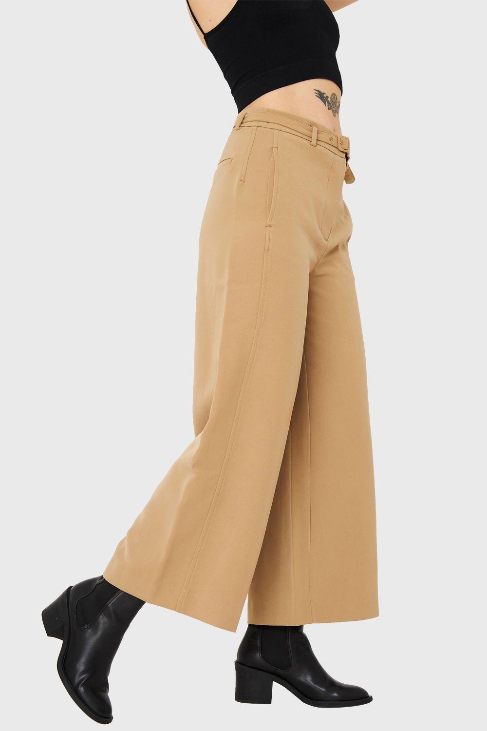 Pantalón Cinturón Cropped Khaki Nicopoly-2