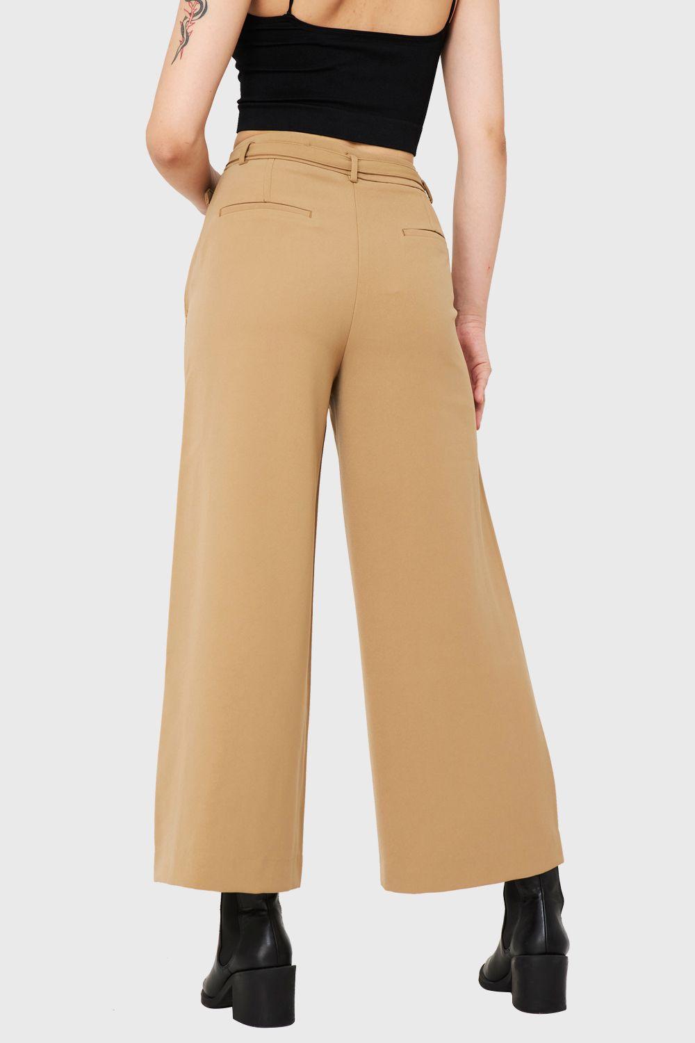 Pantalón Cinturón Cropped Khaki Nicopoly-3